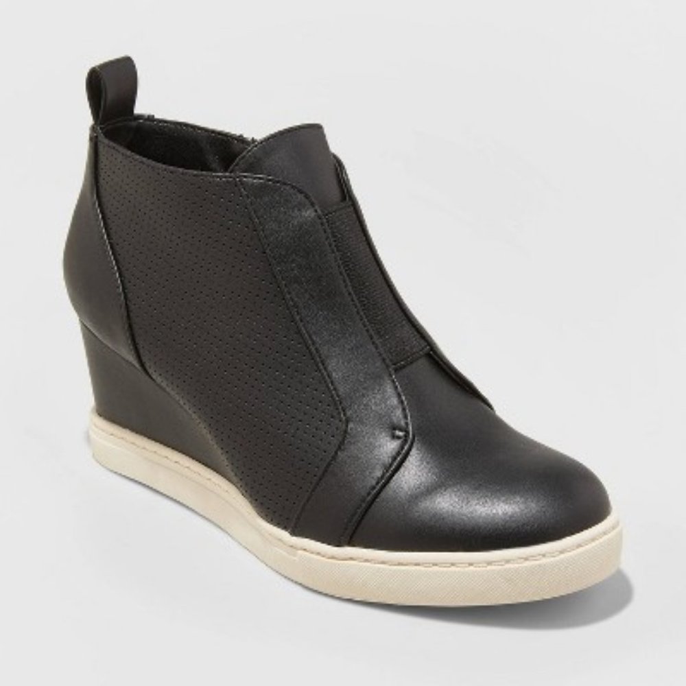 Women's Kolie Wedge Sneakers A New Day Black 6.5 Women's Kolie Wedge Sneakers